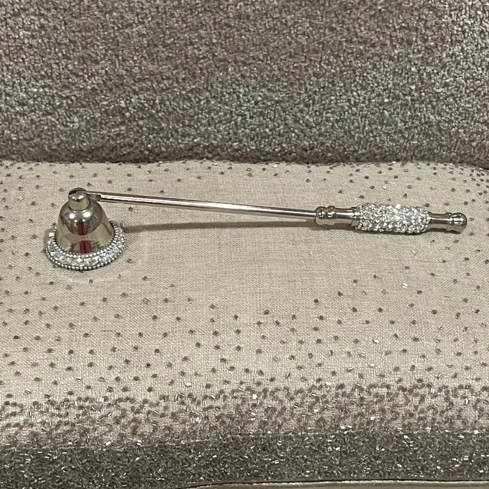 Silver Metal Candle Snuffer with Crystals